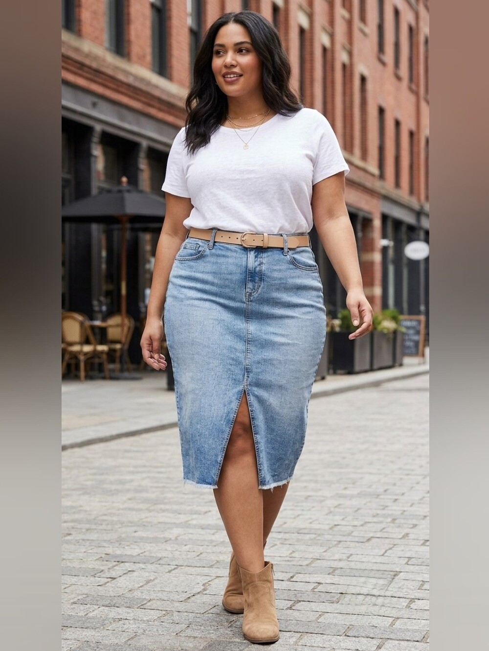 83. TORRID Denim Front Slit Midi Skirt Plus Size